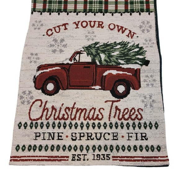 Mainstream International Christmas Table Runner Cut Your Own Trees Red Truck 72" - Picture 3 of 8